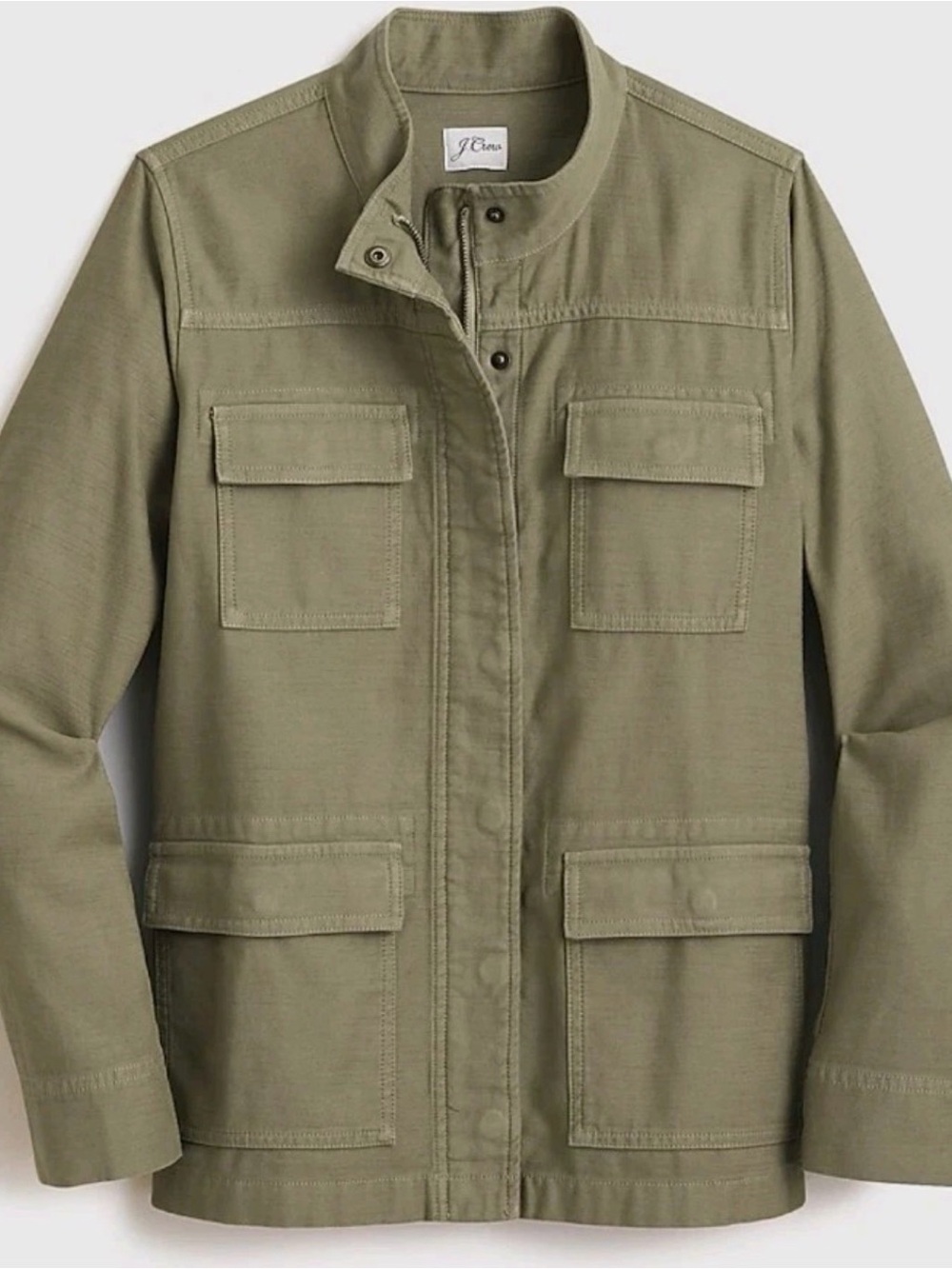 J.Crew Garment-Dyed Olive Green Military Jacket | M
